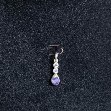 Blue John and Sterling Silver teardrop Pendant with Cubic Zirconia