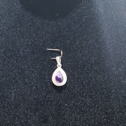 Blue John and Sterling Silver Teardrop Pendant with Cubic Zirconia Surround