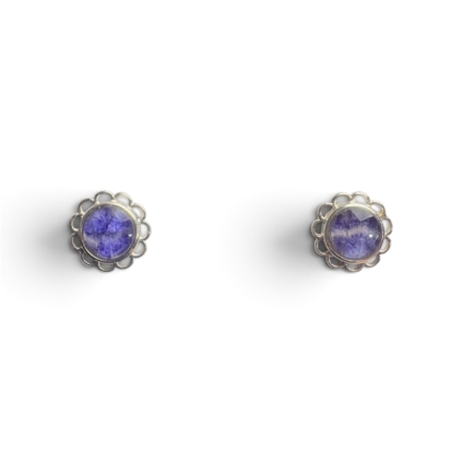 Blue John and Sterling Silver Round Studs with Loop Edge