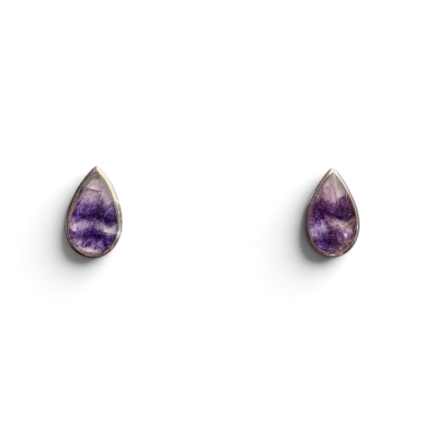 Blue John and Sterling Silver Tear Drop Stud Earrings
