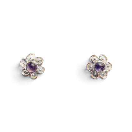 Blue John and Sterling Silver Flower Design Studs