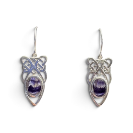 Blue John and Sterling Silver Celtic style Drop Earrings