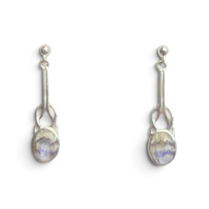 Blue john and Sterling Silver Drop Earrings with Knot Design