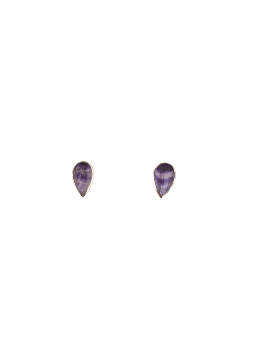 Blue John and Sterling Silver Tear Drop Stud Earrings