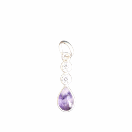 Blue John and Sterling Silver teardrop Pendant with Cubic Zirconia