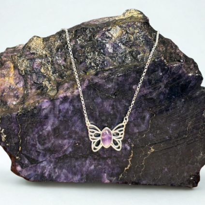 Blue John and Sterling Silver Butterfly Necklet