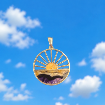 Sterling Silver and Blue John Sunrise Design Pendant