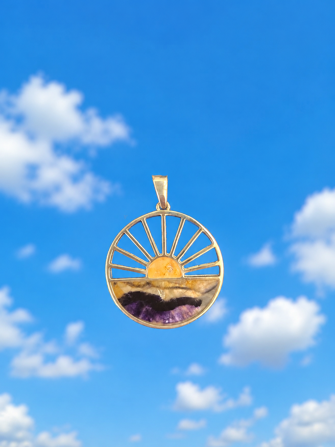 Sterling Silver and Blue John Sunrise Design Pendant