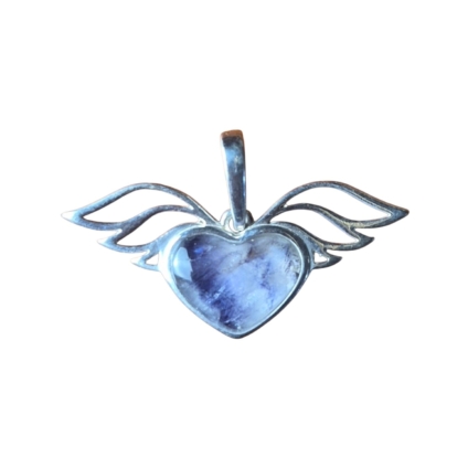 Sterling Silver and Blue John Heart Shaped Pendant with Angel Wings
