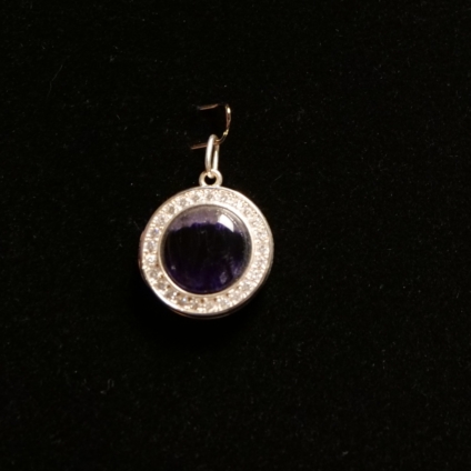 Blue John and Sterling Silver Locket with Cubic Zirconia Surround