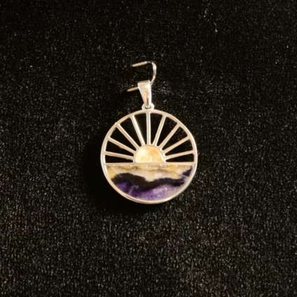 Sterling Silver and Blue John Sunrise Design Pendant