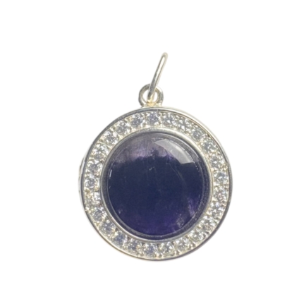 Blue John and Sterling Silver Locket with Cubic Zirconia Surround
