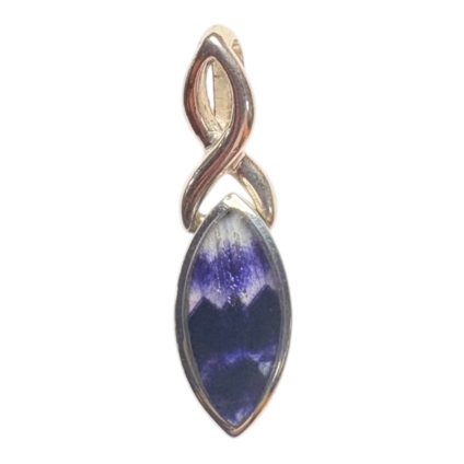 Blue John and Sterling Silver Elliptical Shaped Pendant
