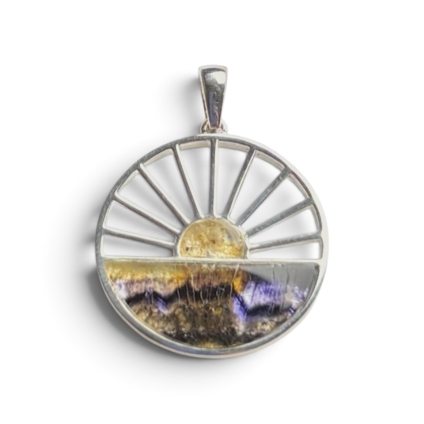 Sterling Silver and Blue John Sunrise Design Pendant