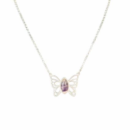 Blue John and Sterling Silver Butterfly Necklet