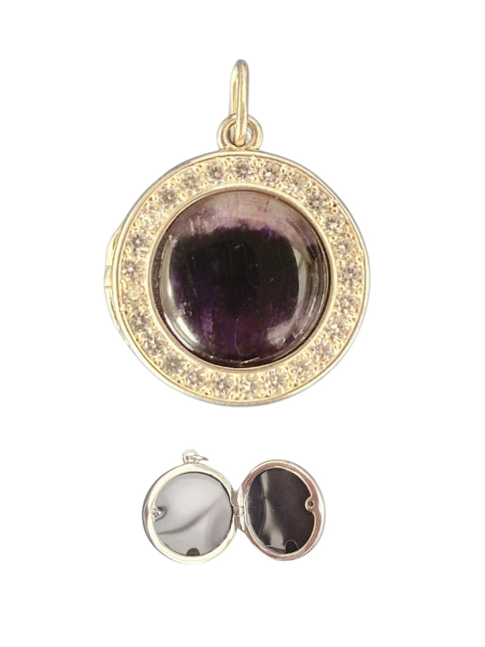 Blue John and Sterling Silver Locket with Cubic Zirconia Surround