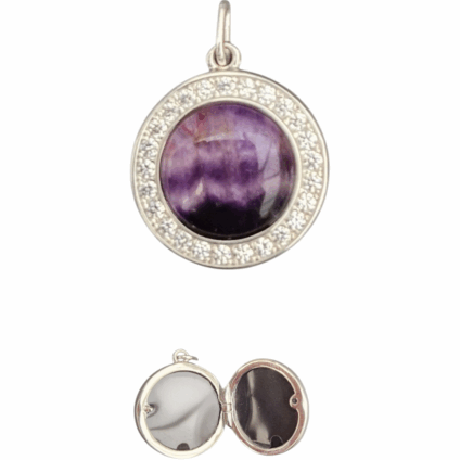 Blue John and Sterling Silver Locket with Cubic Zirconia Surround