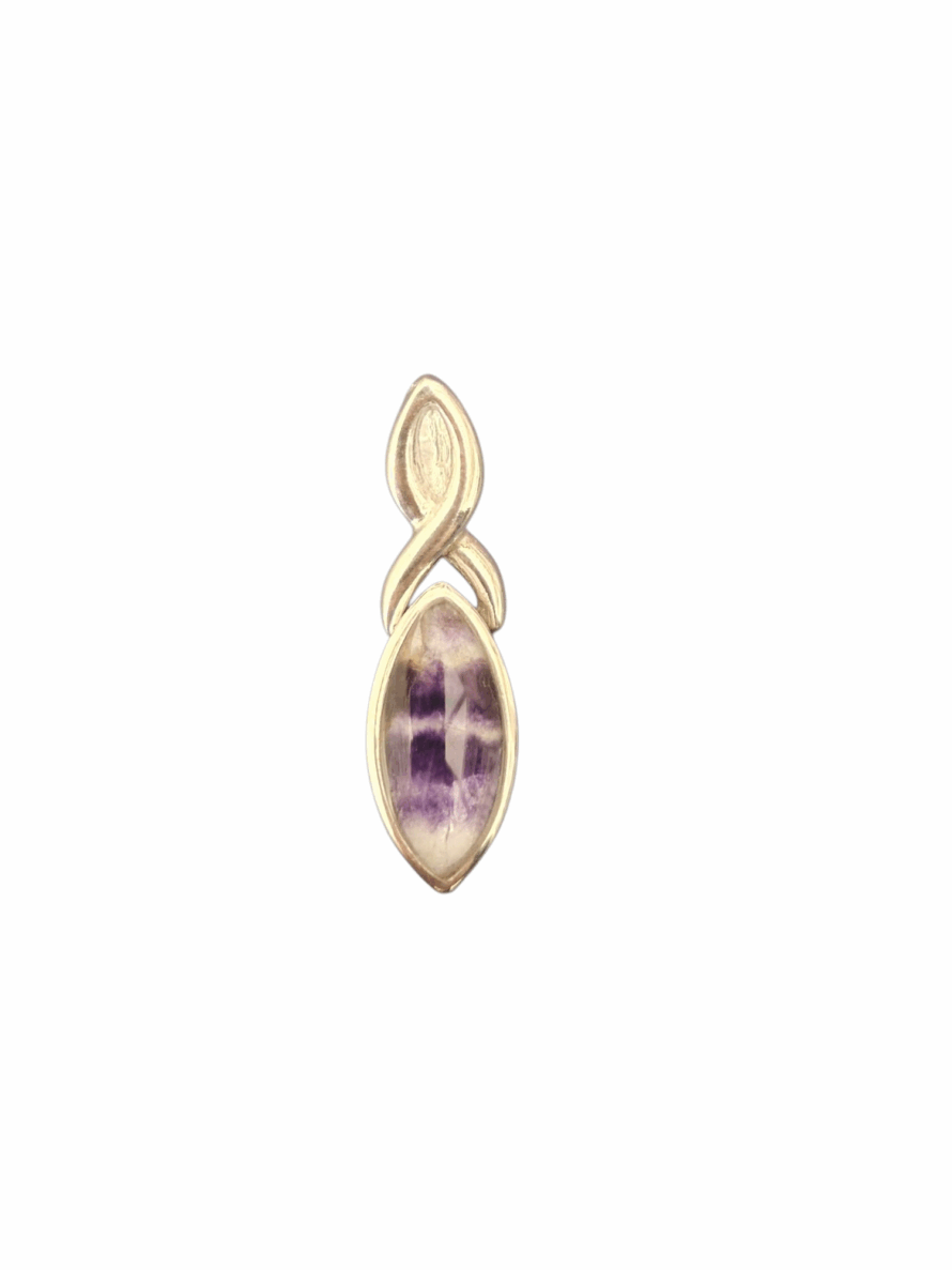 Blue John and Sterling Silver Elliptical Shaped Pendant