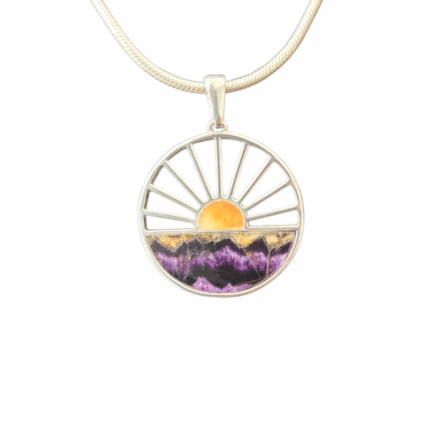 Sterling Silver and Blue John Sunrise Design Pendant