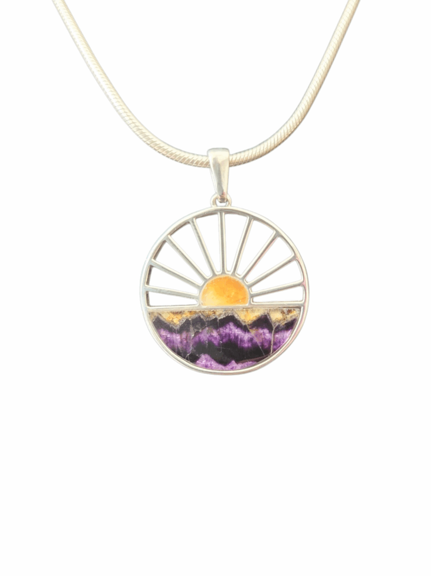 Sterling Silver and Blue John Sunrise Design Pendant