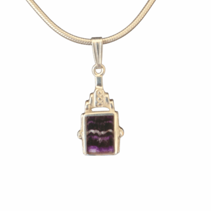 Handmade Sterling Silver and Blue John Rectangle Pendant