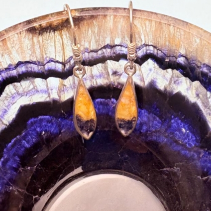 Blue John and Sterling Silver Elliptic Drop Earrings