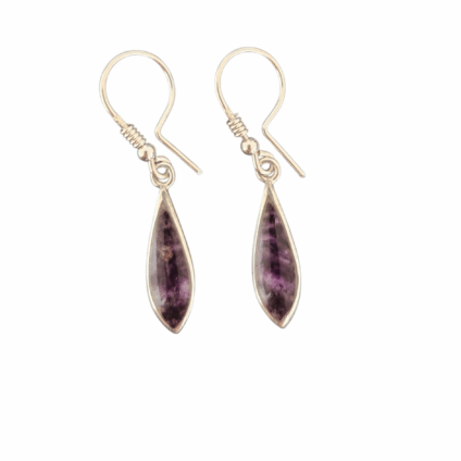Blue John and Sterling Silver Elliptic Drop Earrings