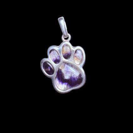 Blue John and Sterling Silver Paw Print Pendant