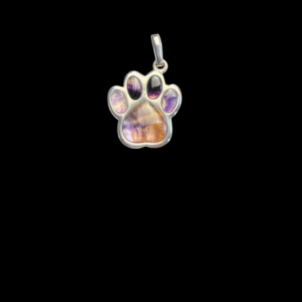Blue John and Sterling Silver Paw Print Pendant
