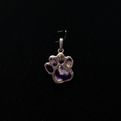 Blue John and Sterling Silver Paw Print Pendant