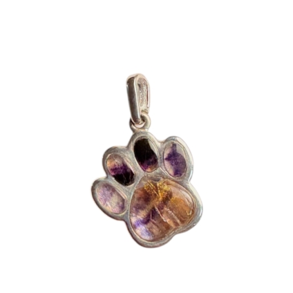 Blue John and Sterling Silver Paw Print Pendant