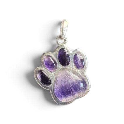 Blue John and Sterling Silver Paw Print Pendant