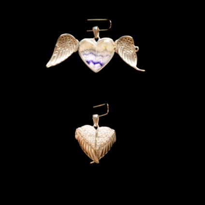 Sterling Silver and Blue John Heart Shaped Winged Locket