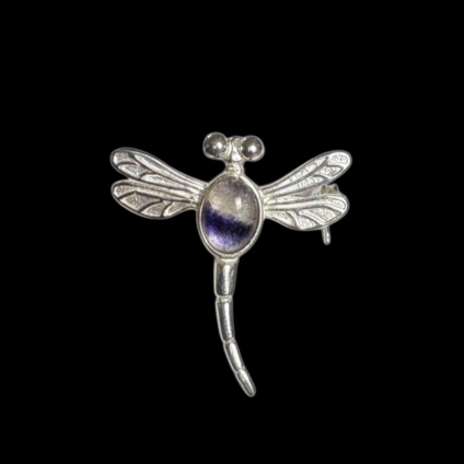 Dragonfly Brooch in Sterling Silver and Blue John