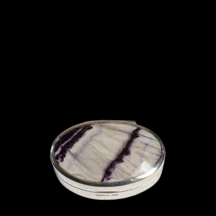 Handmade Sterling Silver and Blue John Pill box, with Mother of Pearl