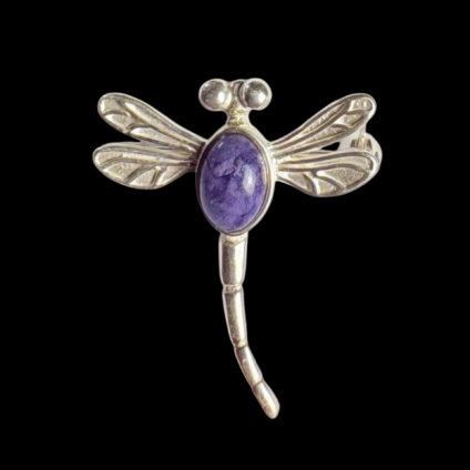 Dragonfly Brooch in Sterling Silver and Blue John