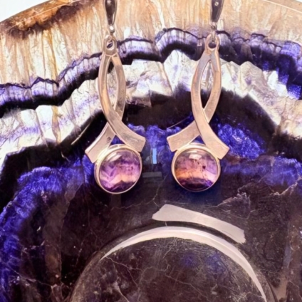 Blue John and Sterling Silver Drop Earrings