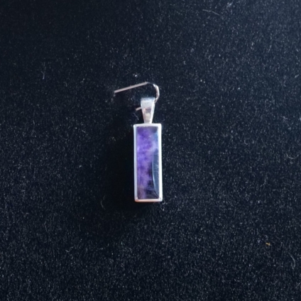 Small Rectangle Blue John Pendant in Sterling Silver