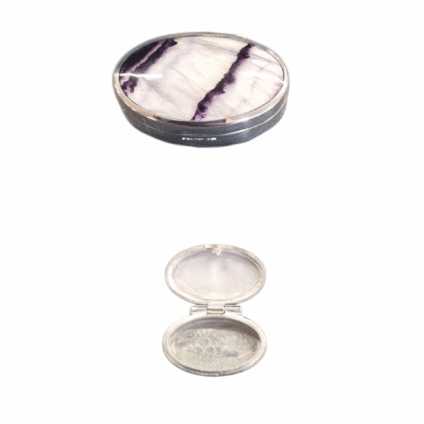 Handmade Sterling Silver and Blue John Pill box, with Mother of Pearl