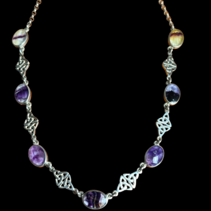 7 Stone Handmade Necklet with Blue John and Sterling Silver
