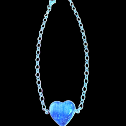 Heart Shaped Blue John and Sterling Silver Bracelet