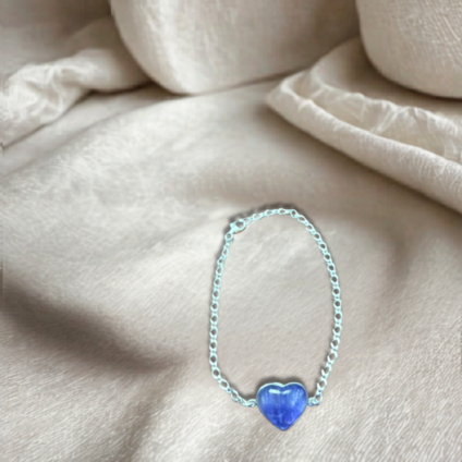 Heart Shaped Blue John and Sterling Silver Bracelet