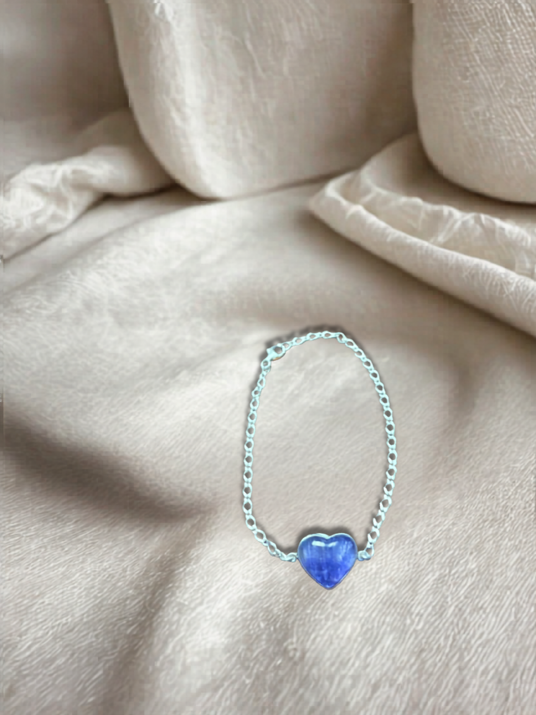 Heart Shaped Blue John and Sterling Silver Bracelet