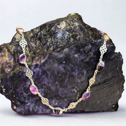 7 Stone Handmade Necklet with Blue John and Sterling Silver