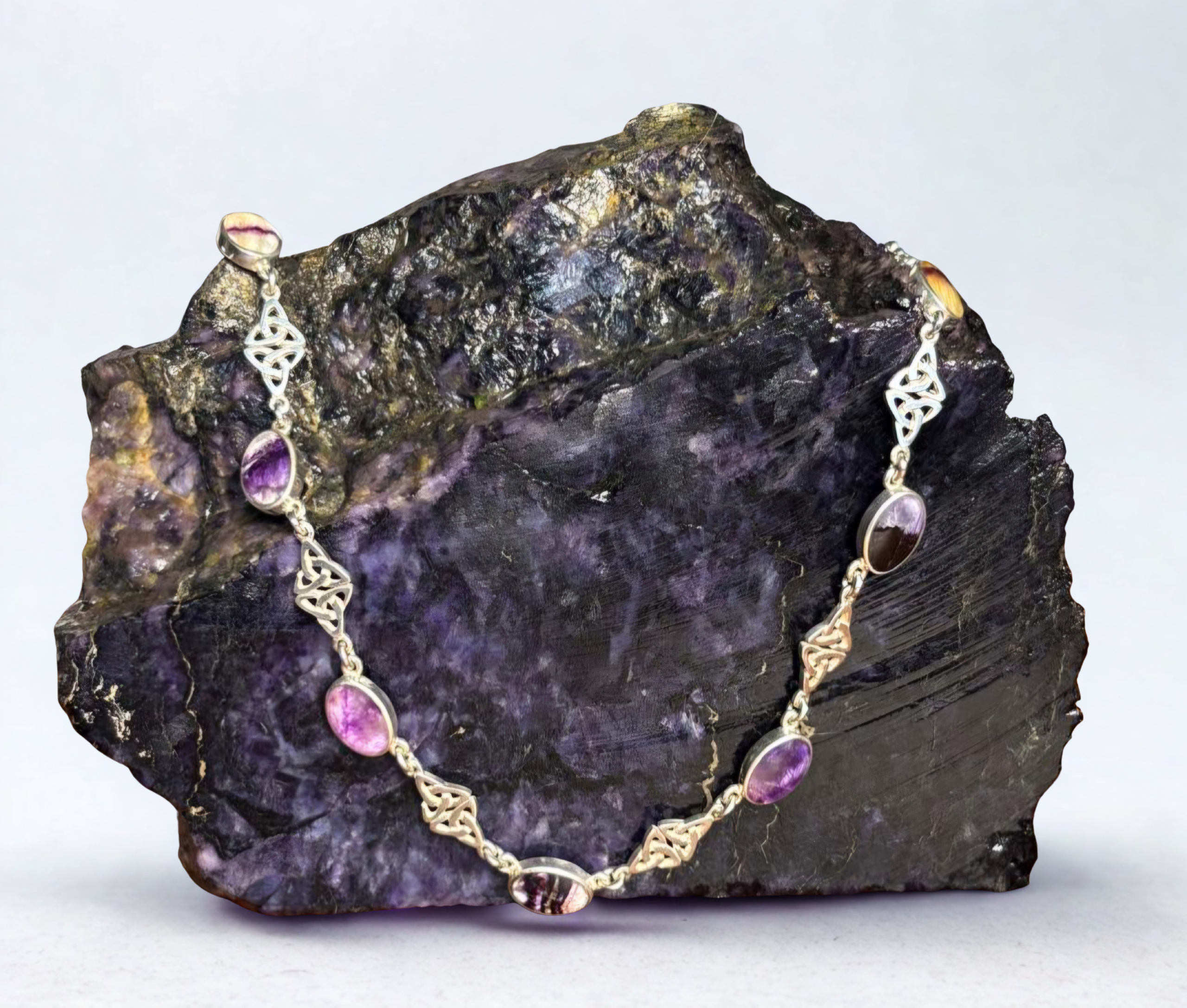 7 Stone Handmade Necklet with Blue John and Sterling Silver