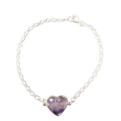 Heart Shaped Blue John and Sterling Silver Bracelet