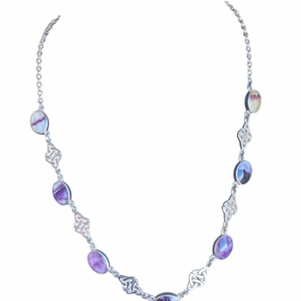 7 Stone Handmade Necklet with Blue John and Sterling Silver