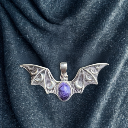 Bat Pendant in Sterling Silver with Blue John