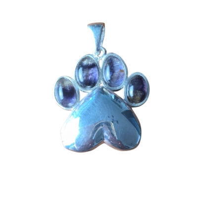 Paw Print Locket in Sterling Silver and Blue John