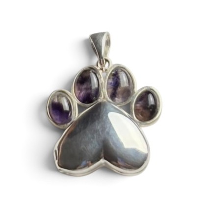 Paw Print Locket in Sterling Silver and Blue John